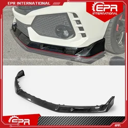 For CIVIC FK8 EV Style Carbon Fiber Front Lip Trim Glossy Carbon Bumper Splitter Kit For 2017+ Type R FK8 Racing Body Kit