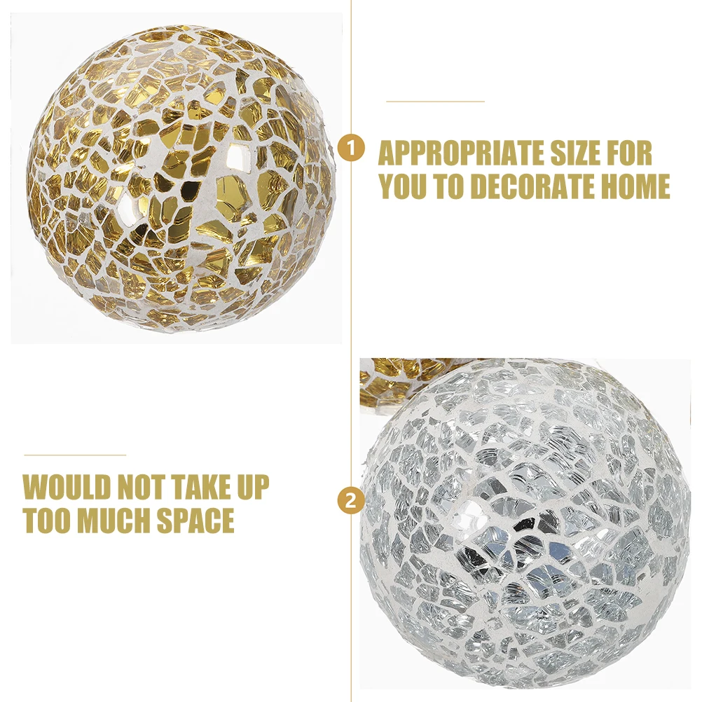 

2 Pcs Mosaic Ball Glass Crafts Decorative Spheres Home Venue Setting Props Accessories Desktop Foam for Bowls Table
