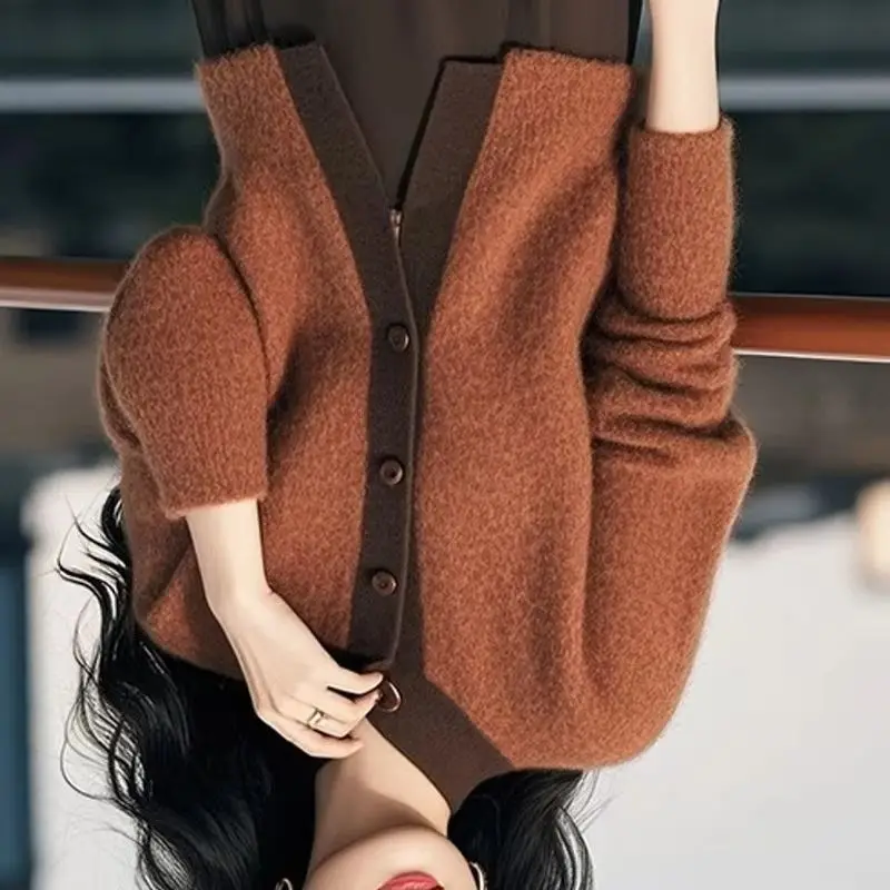 

New Fashion Knitted Cardigan Women Autumn Winter Loose Short High-end Chic Casual Single-breasted Knitted Sweater Ladies Jagket