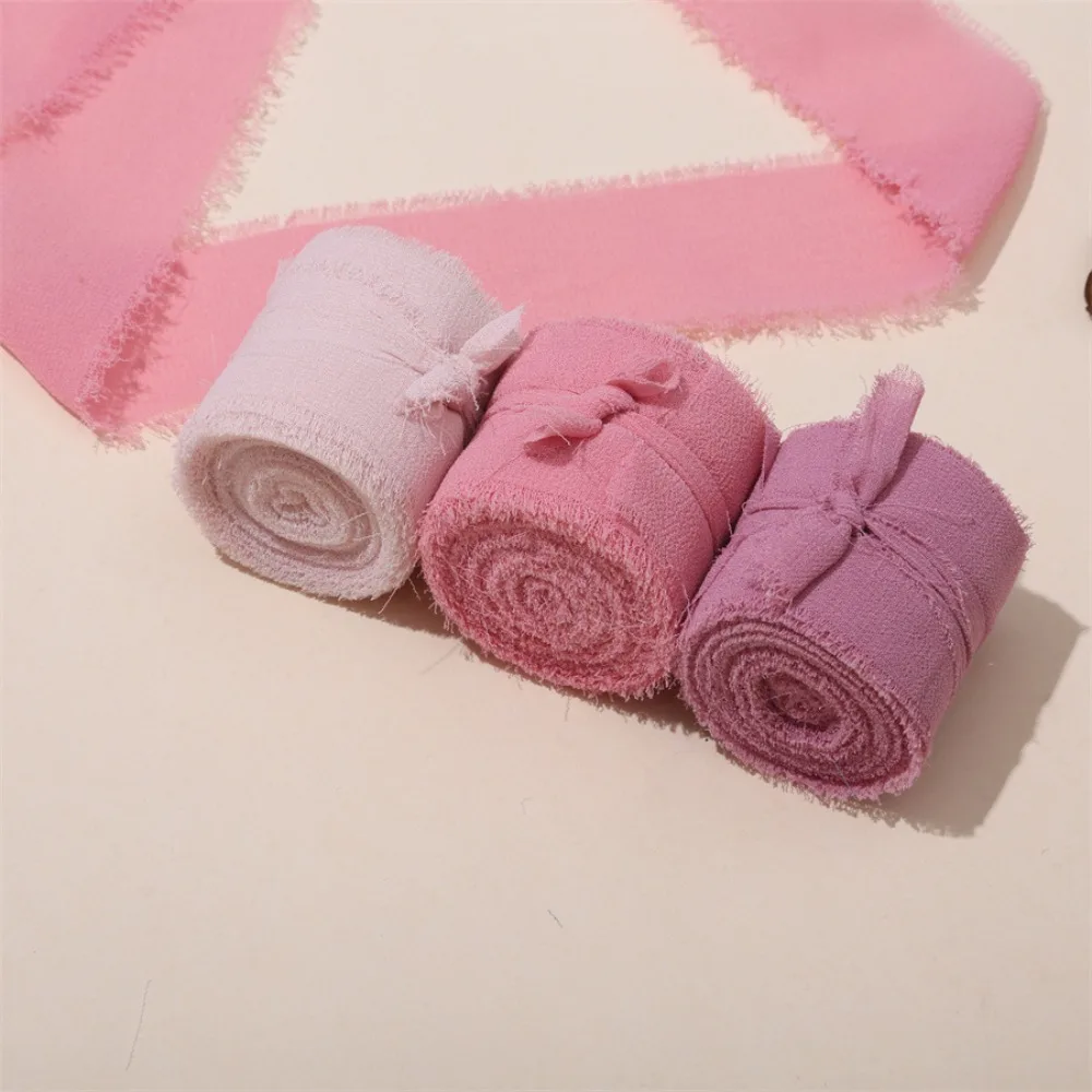 

3 рулона по 5 м шифоновой ленты для рукоделия, легкая многофункциональная шелковая лента из шифона с бахромой для DIY-проектов