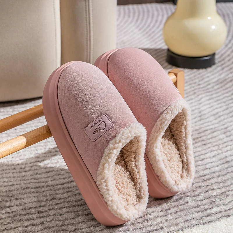 Goosecret Furry Cotton Slippers For Women Winter Warm Plush Lined Home Shoes Indoor Non-slip Cozy Flat Shoes Casual Furry Slides