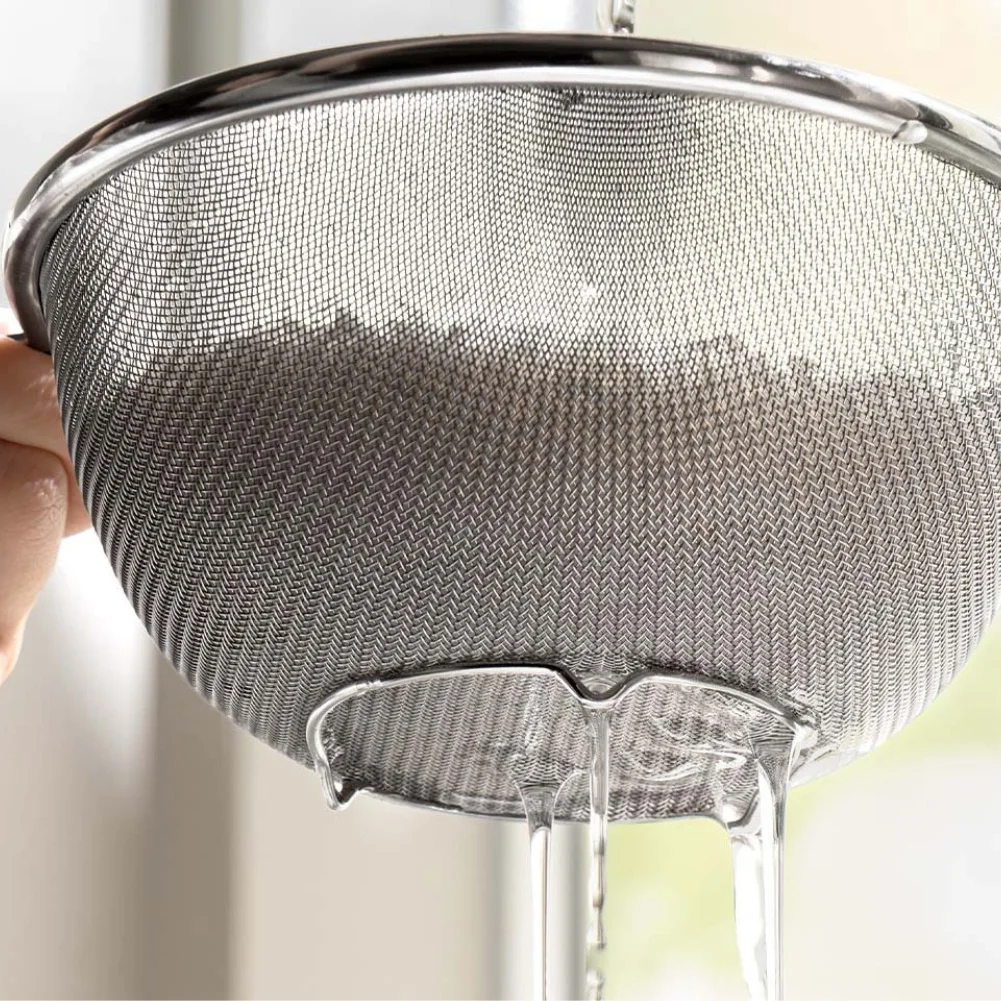 1PCS Drain Basket Ultra-fine Mesh Enables Thickened Stainless Steel Basin For Rice Washing Vegetable Basin Kitchen Items