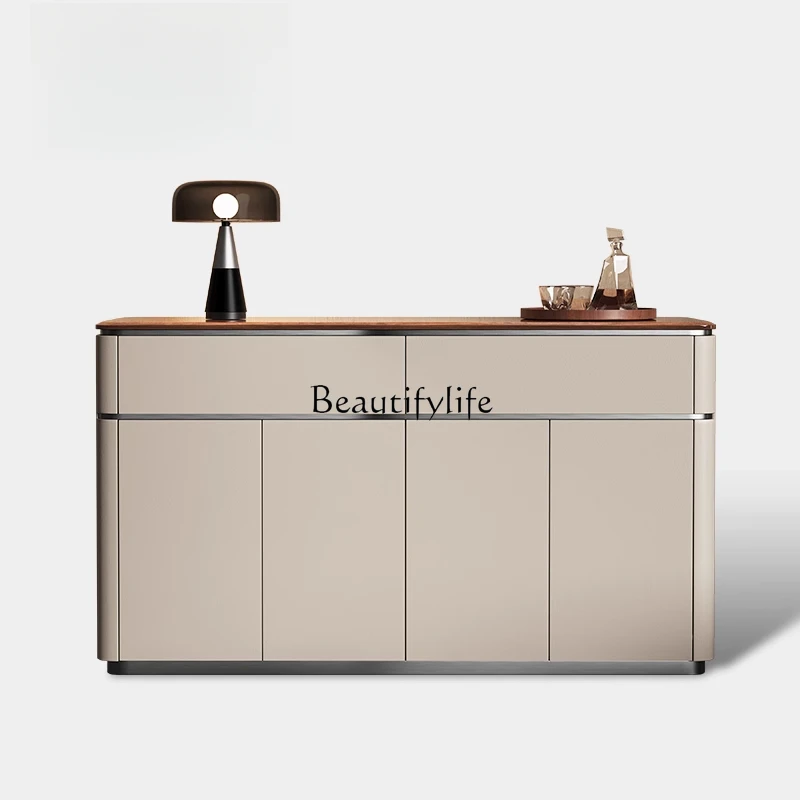 

Italian minimalist side cabinet walnut solid wood high cabinet