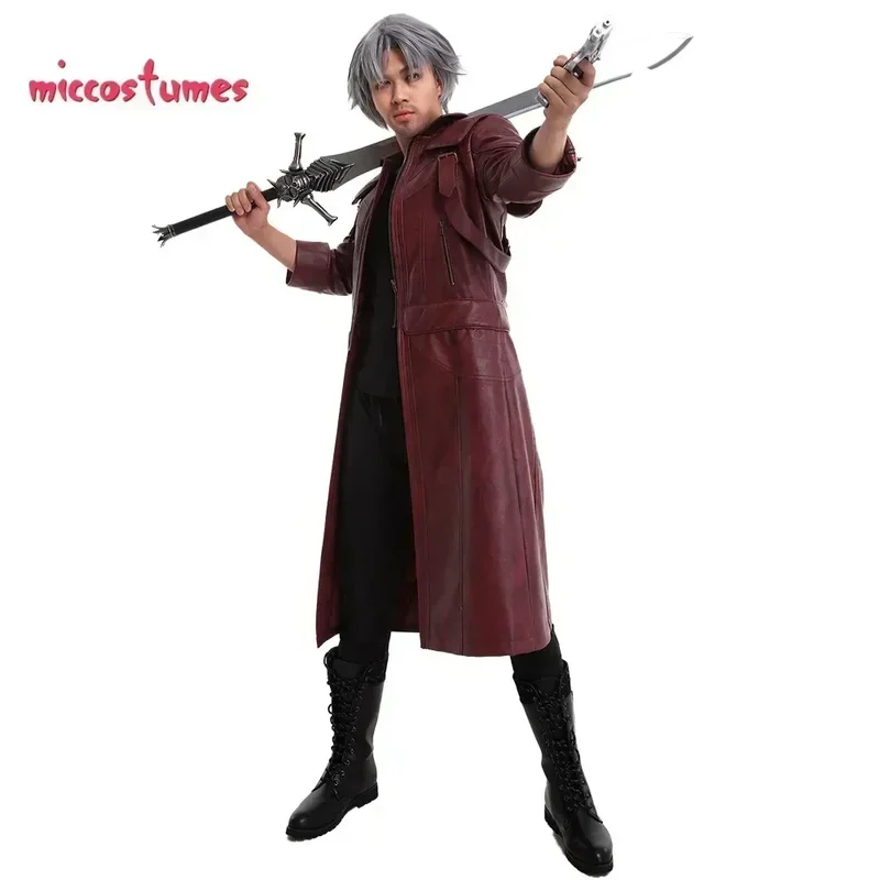 

In Stock Miccostumes Men's Dante Cosplay Costume Leather Coat Jacket Mens Halloween Outfits