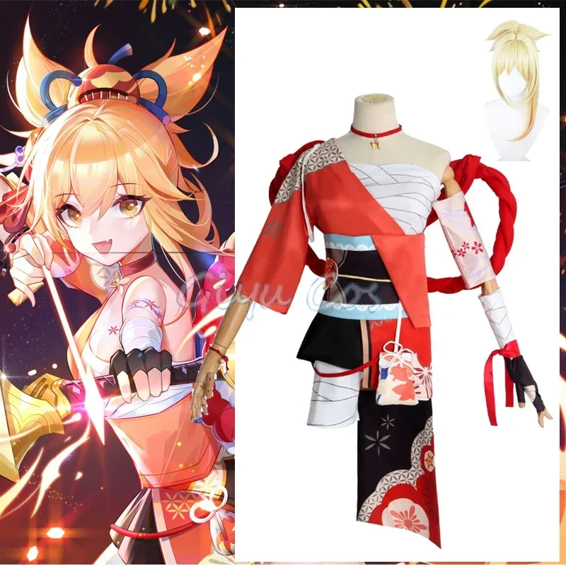 

Новинка 2023 года, Genshin Impact Yoimiya, карнавальный костюм для взрослых, карнавальная форма, парик, аниме, костюмы для вечеринки на Хэллоуин, маскарадные женские игры