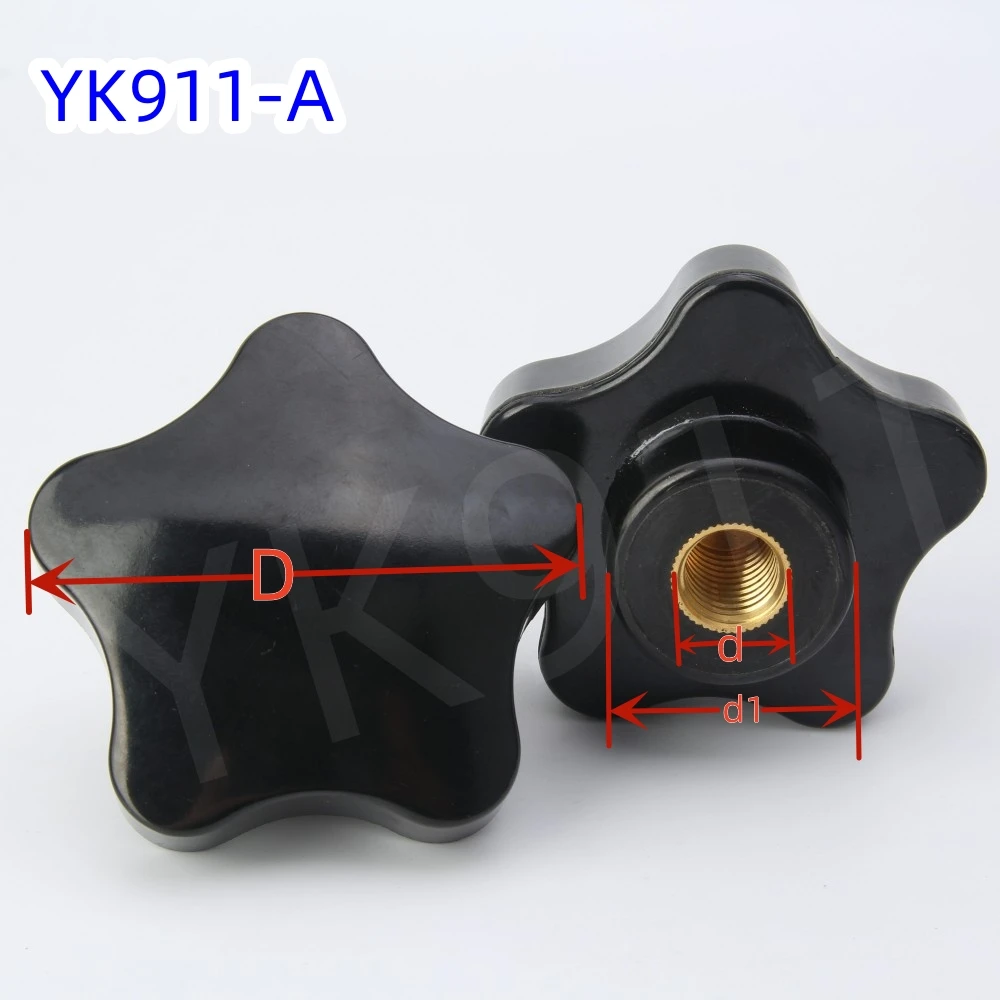 YK911 Plum Bakelite Hand Tighten Nuts Handles Plastic Five-Pointed Star Grip Knob Handle Head Screw