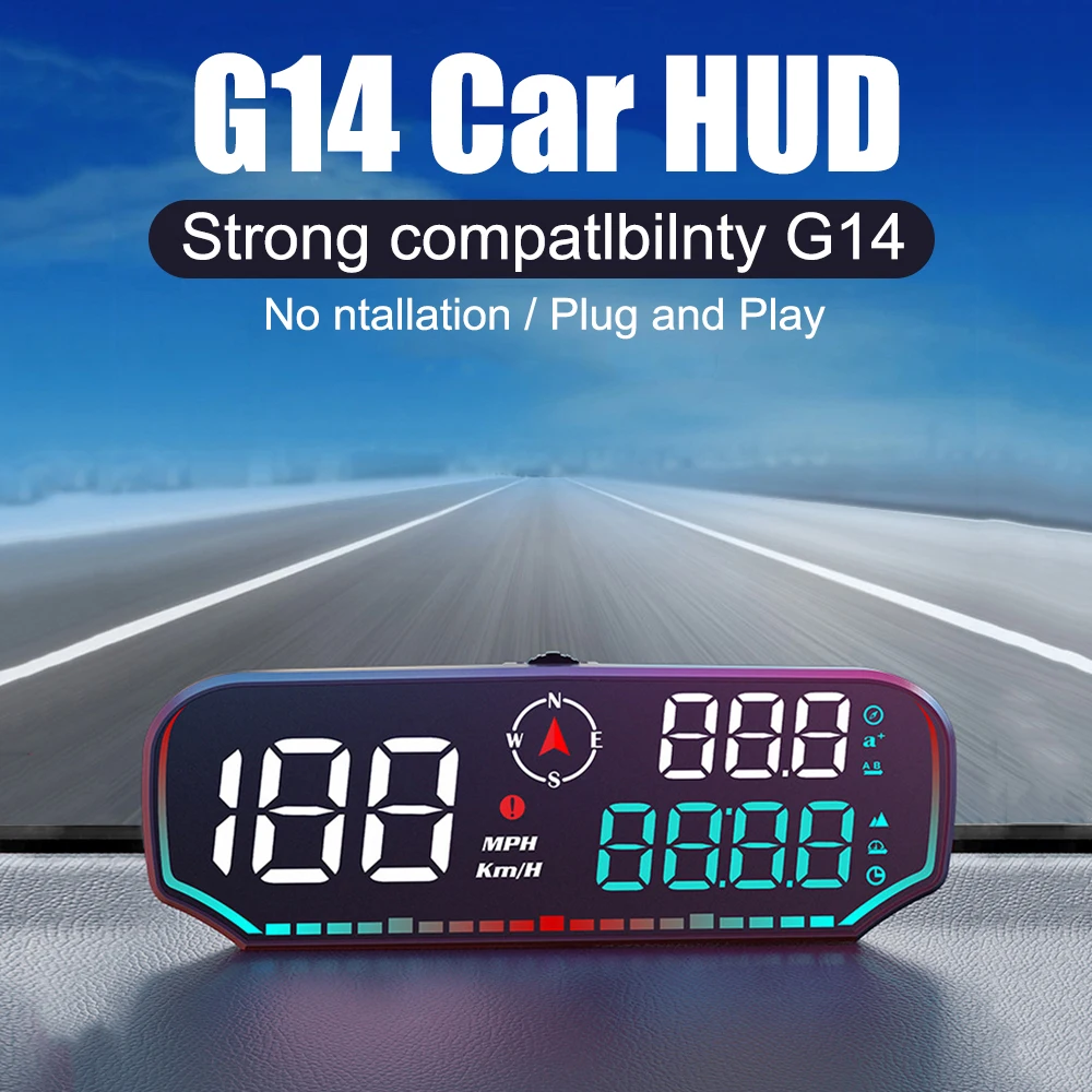 BeiDou GPS Head Up Display per auto con più funzioni di allarme Tachimetro con data di altitudine G14 HUD Schermo HD