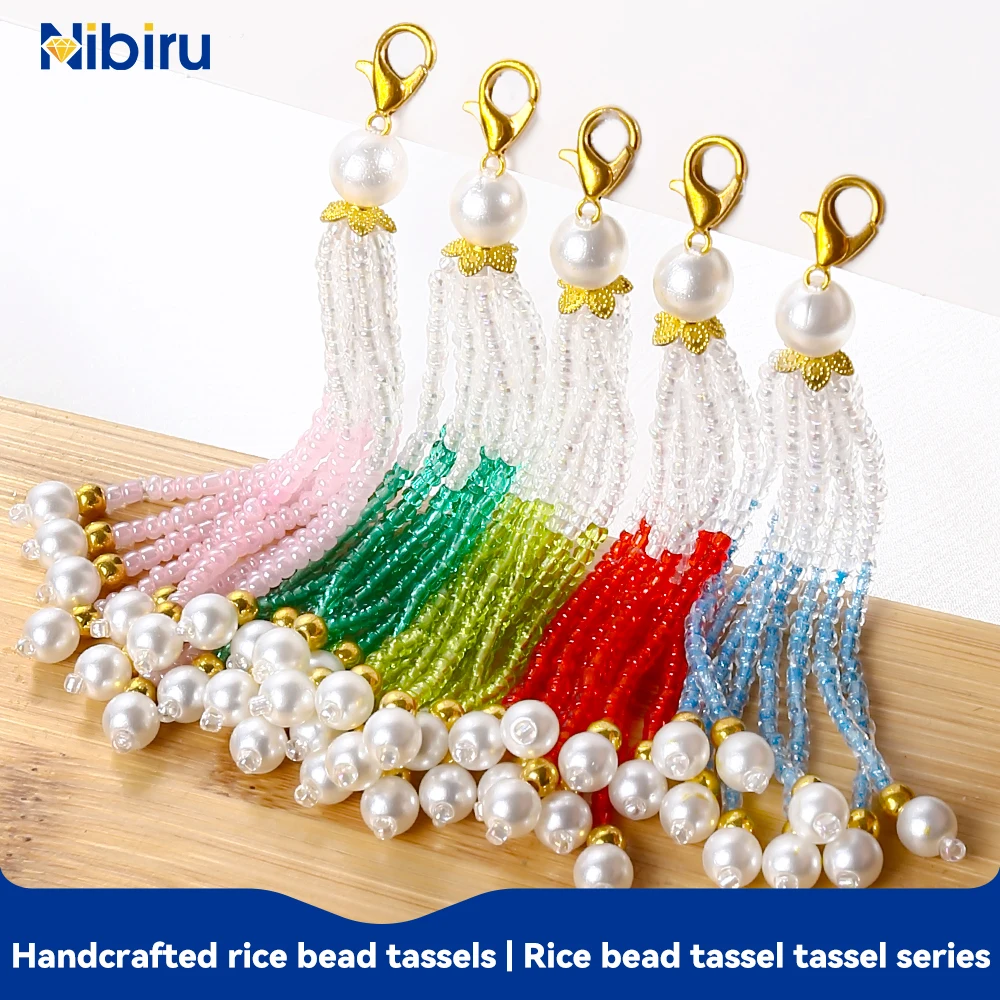 

Nibiru 9Color Crystal Rice Bead Fringe Tassel DIY Craft for Wedding Dress Jewelry Making Lamp Curtain Decoration Trim