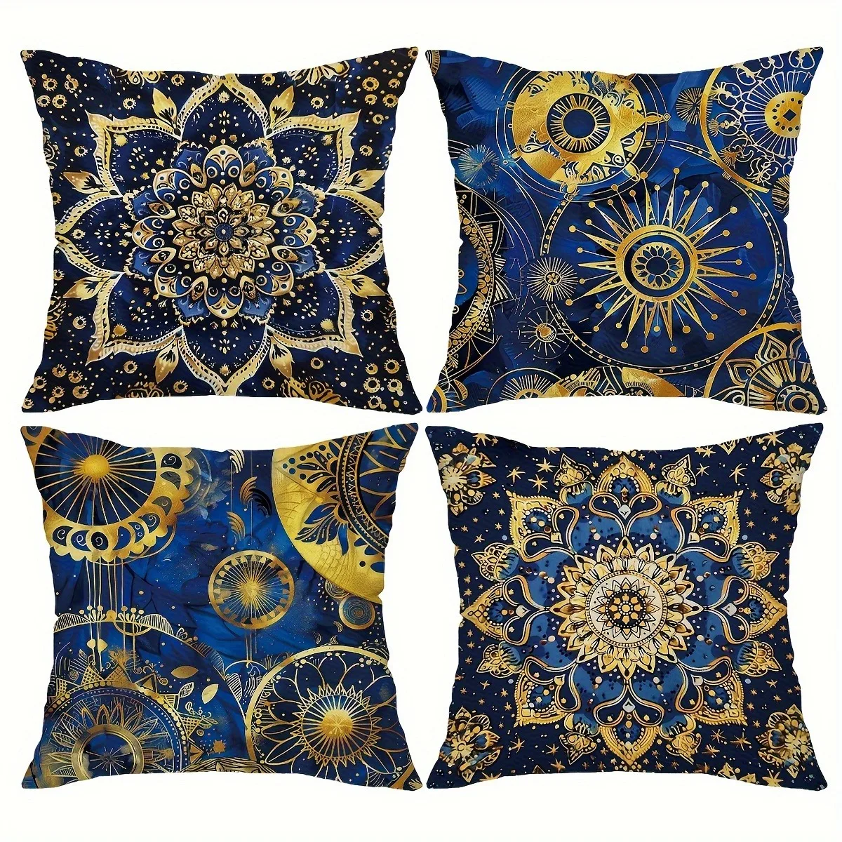 Blue mandala pattern printed pillowcase fashion ethnic style home furnishing room decoration pillow cover sofa cushion cover