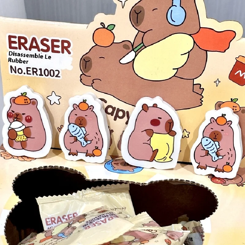 

Capibala Eraser 60pcs New Cartoon Blind Box Pencil Eraser Pupils Prizes Learning Stationery Student Boxed Gifts Office Work