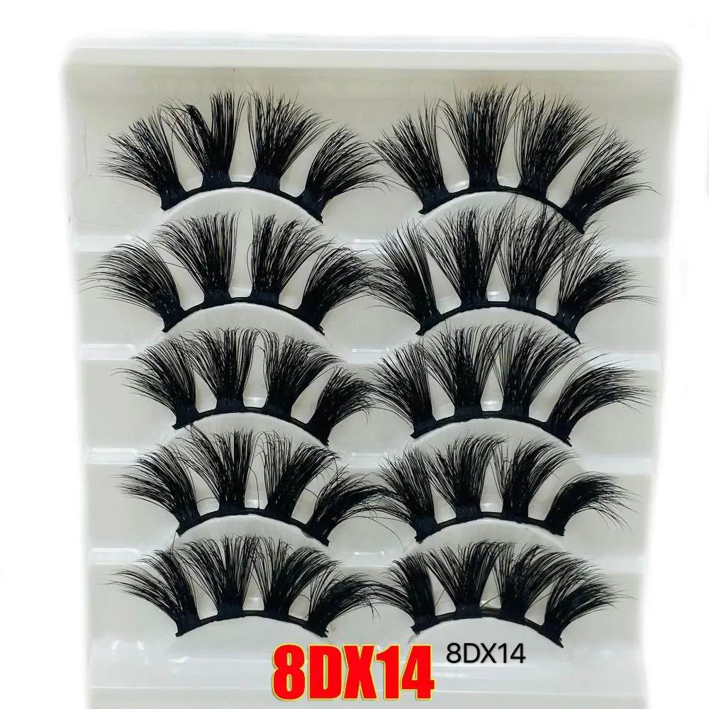 Woman's Fashion Eye Makeup Tools Dramatic Wispies Fluffies False Eyelashes 8D Mink Hair Thick Long