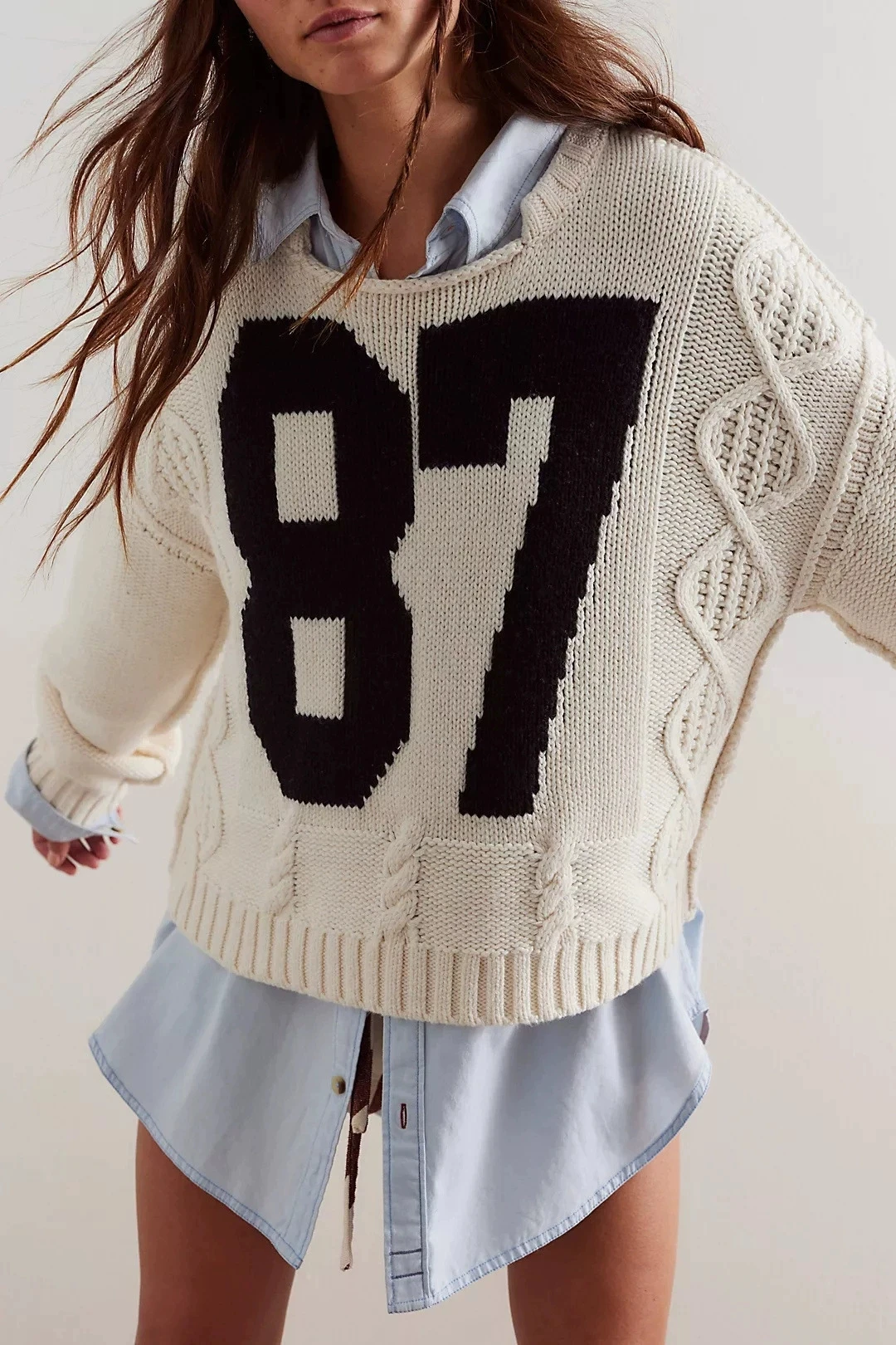 

Number Knitted Sweater Women Autumn Winter Fashion Loose Long Sleeve O-neck Knitwear Pullover Tops Female Streetwear Sweaters