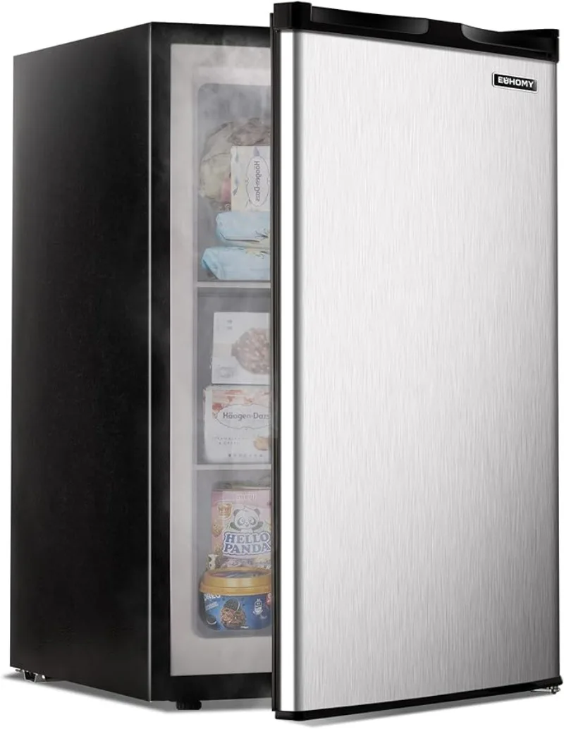 

EUHOMY Upright freezer, 3.0 Cubic Feet, Single Door Compact Mini Freezer with Reversible Stainless Steel Door, Small