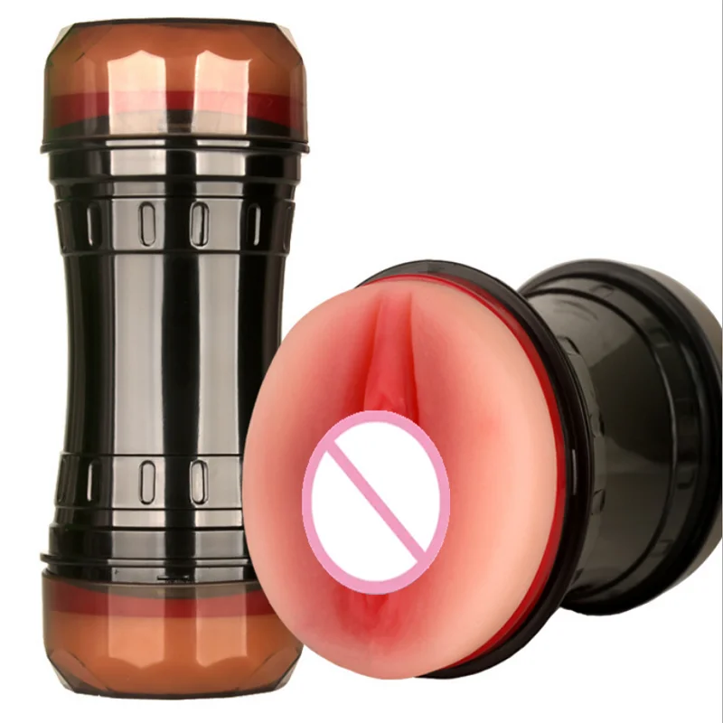 Carne grande, realista, ligero, Vagina y ano, doble taza de masturbación masculina feliz, juguete sexual de bolsillo para hombres, entrenador de pene