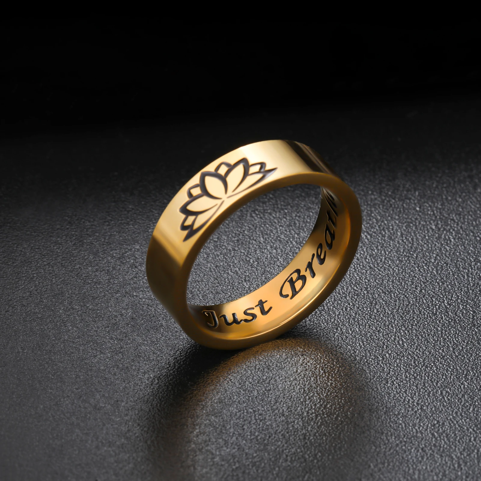 Lotus Yoga Just Breath Rings for Women Men Stainless Steel Jewelry Meditation Finger Rings Birthday Gift 2026 Wholesale New