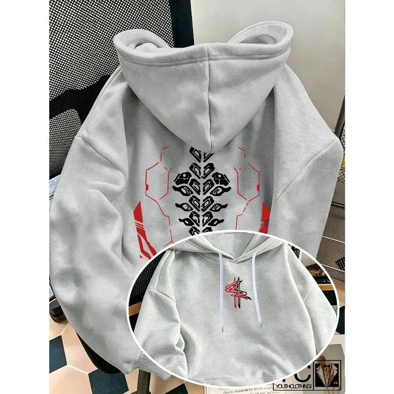 Herren-Hoodie im Cyberpunk-Stil, dunkler Gothic-Hoodie, neue Herbst- und Winterkollektion, lässiger Unisex-Y2K-Hoodie – Detail 3