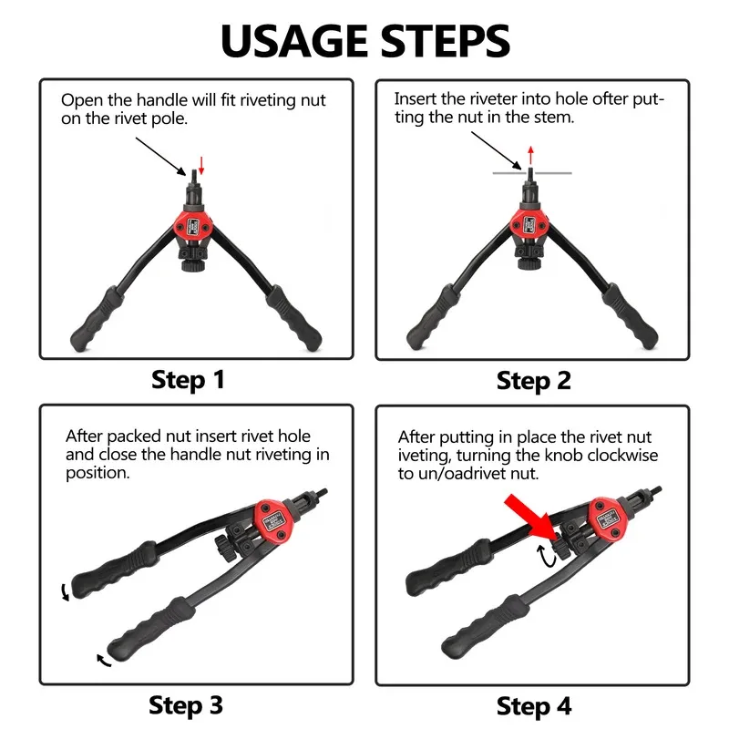 Hand Threaded Rivet Nuts Guns Riveter of Sleeve Nuts Rivnut Tool For Auto M3/M4/M5/M6/M8 Hand Riveter BT-606 Manual Rivet Tools