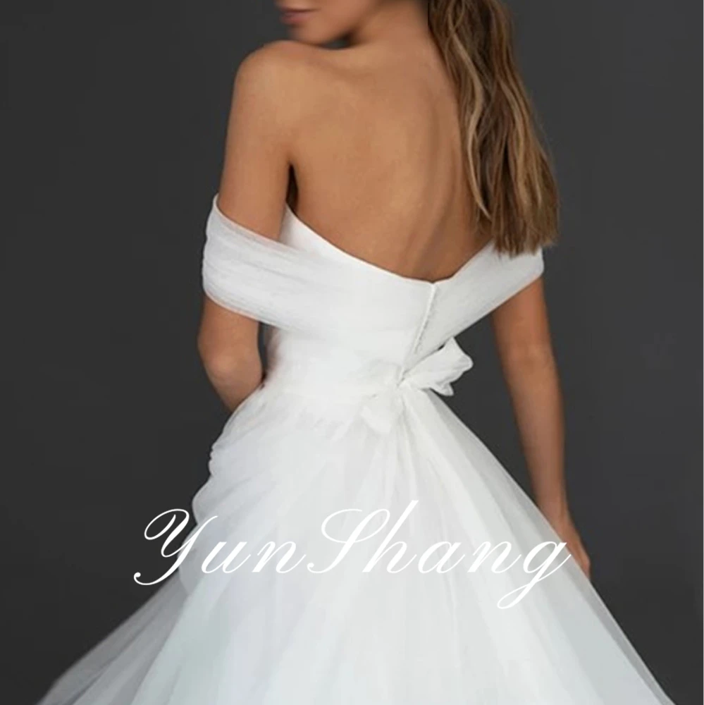 YunShang Customized Short Wedding Dresses For Bride Sexy Strapless Backless Sukienka Na Wesele Fashion Simple Vestido De Festa