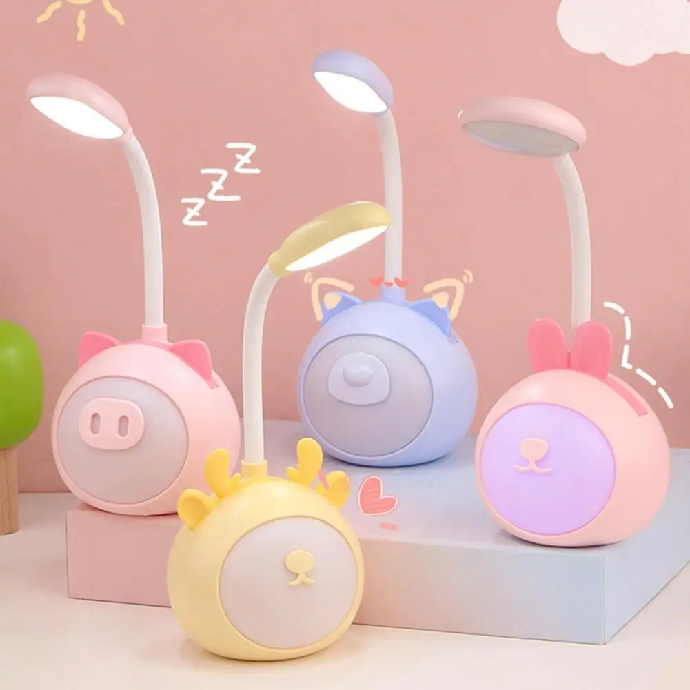 Convenient Cartoon Desk Lamp Non-Glaring Illumination Rechargeable Cartoon LED Reading Lamp Bedside Light Decor