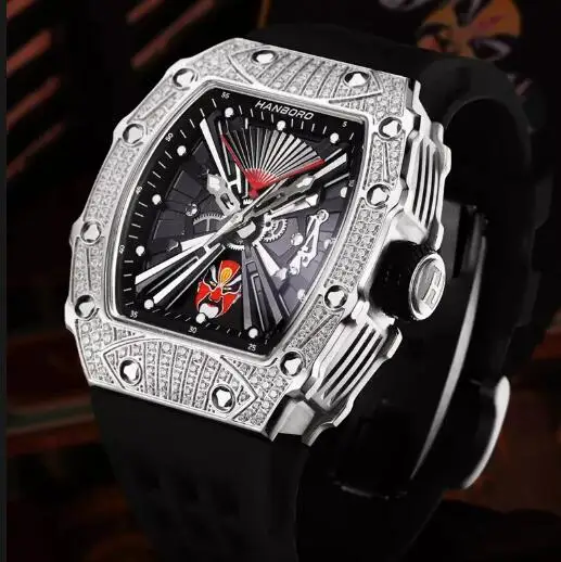 هانبورو ساعة أوتوماتيكية للرجال 52 مللي متر ساعة يد ميكانيكية مضيئة تونيو حافظة 50 متر مقاومة للماء قابلة للتدوير 6 تغيير ماكياج الوجه