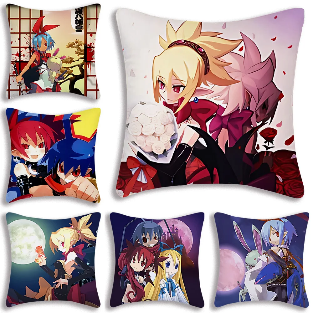 D-Disaea anime printed Pillow Covers Cartoon Sofa Decorative Home Double-sided Printing Short Plush Cute Cushion Cover