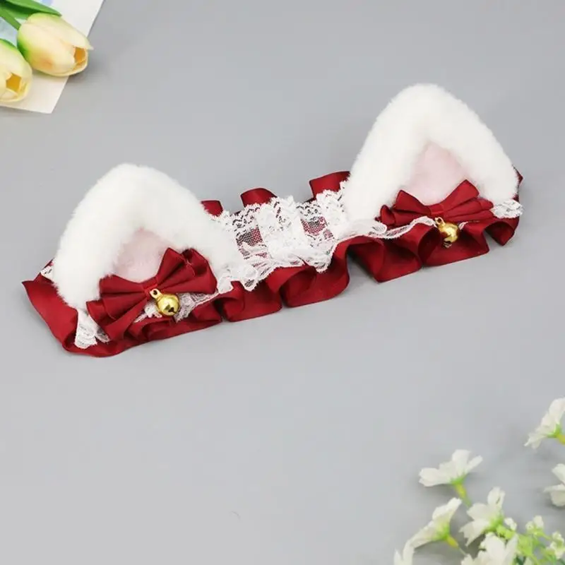Bandeau oreilles chat mignon 652F avec ruban, pour le ski, le vélo, les casques cyclisme, Costume