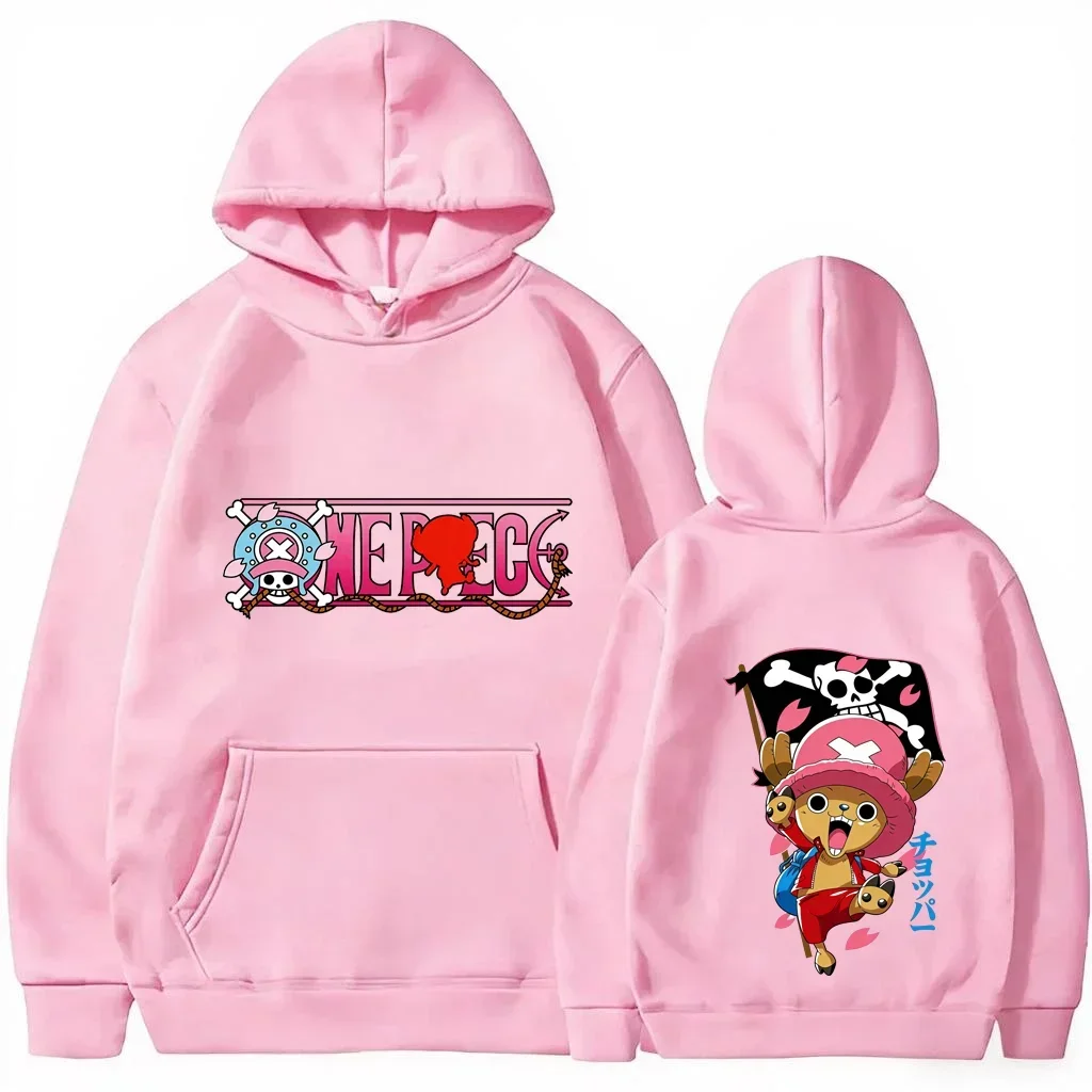 One Piece Chopper Hoodie Unisex Tony Tony Chopper Pirate Skull Logo Front Back Print Anime Manga Fan Pullover Hooded Sweatshirt