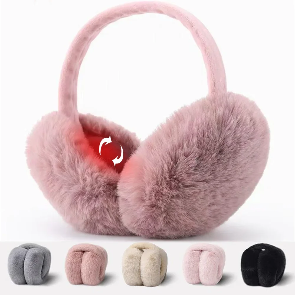 New Winter Fleece Warm Earmuffs Soft Women\'s Outdoor Travel Ear Cushions Fashion Solid Color Foldable Earflap Plush Ear Warmer