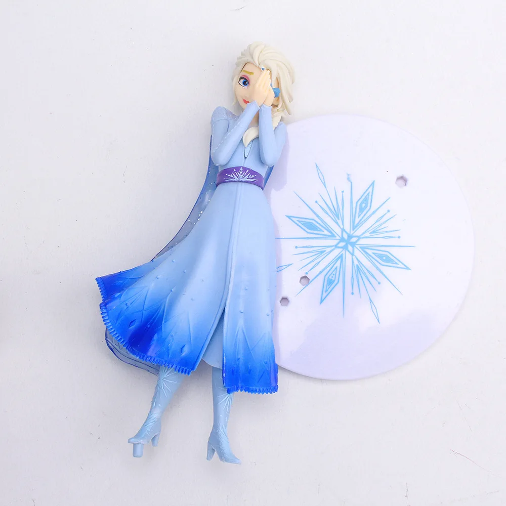 21cm Disney dondurulmuş kar kraliçe Elsa prenses Holding yangın ejderha el PVC Action Figure Anime oyuncak bebekler Kid hediye çocuk için