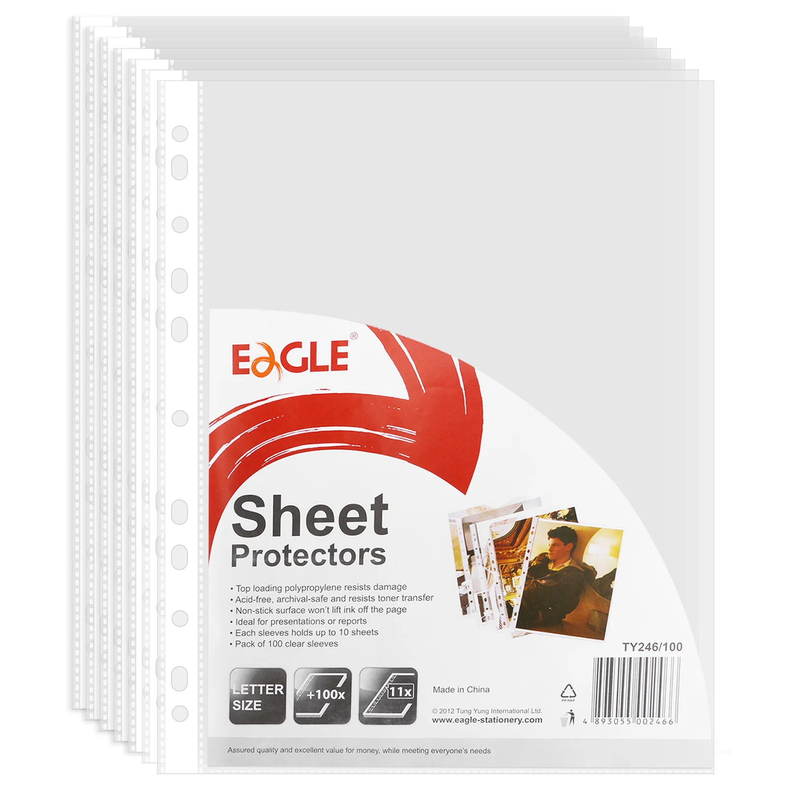EAGLE 11 Fori Copriletto Protezioni Formato Lettera 100 Pezzi Buste per Documenti Trasparenti per Raccoglitori, Presentazioni, Menus e Progetti Scolastici