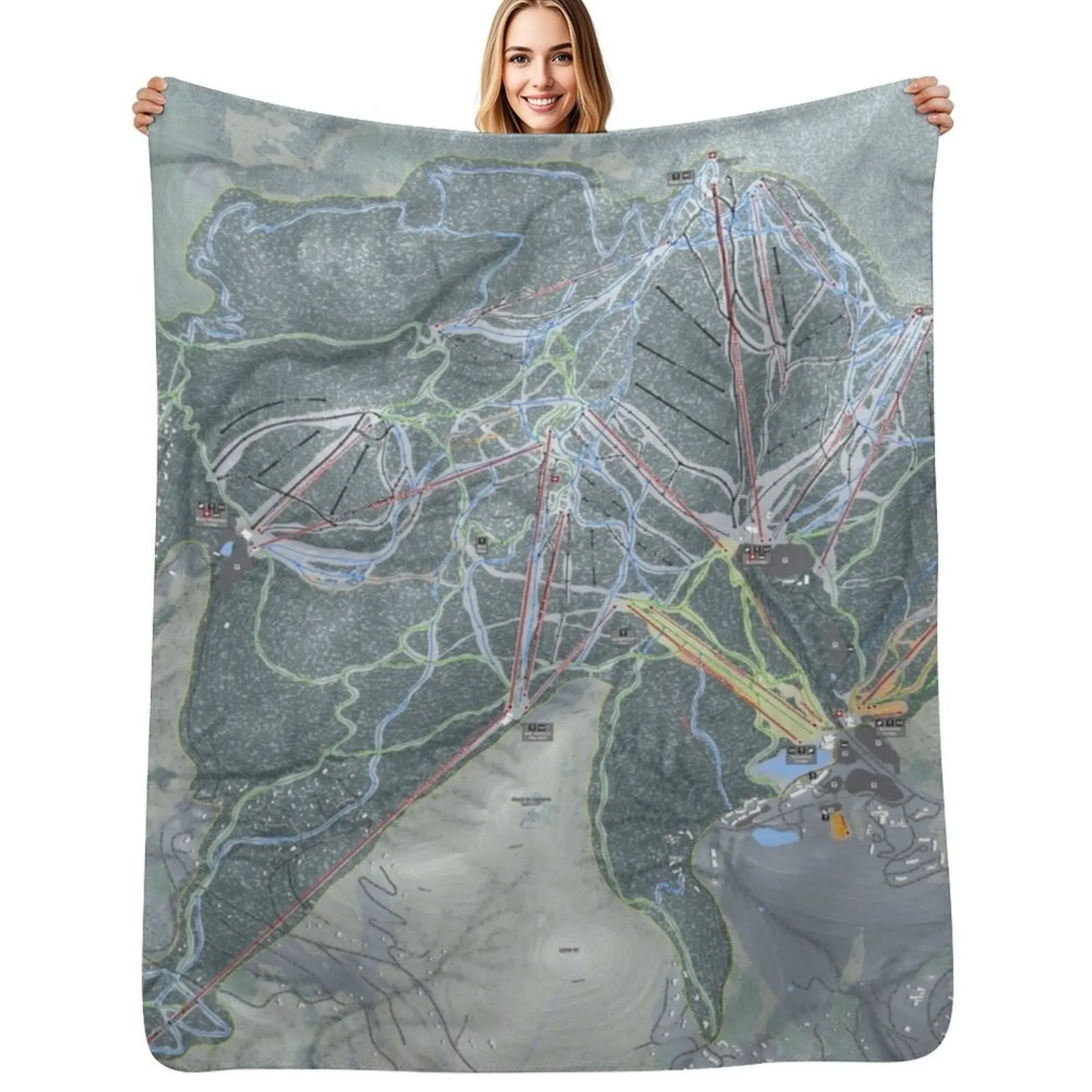 

Killington Resort Trail Map Throw Blanket Blankets For Bed Bed Fashionable Luxury Plaid on the sofa Blankets