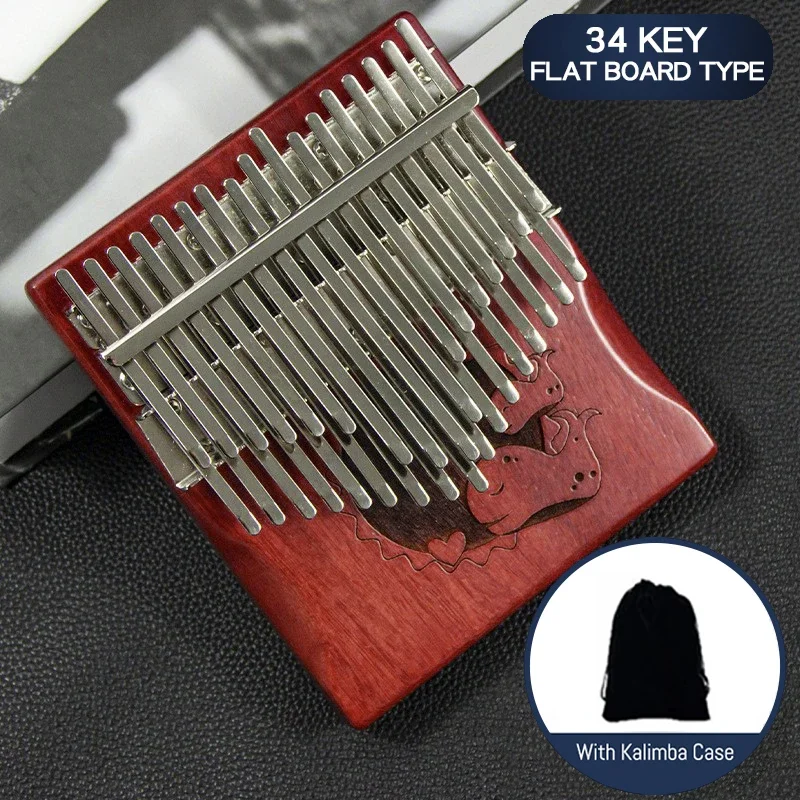 34 Key Kalimba Solid Wood Thumb Piano B Tone Keyboard Musical Instruments With Accessories Gifts For Children Birthday Beginner