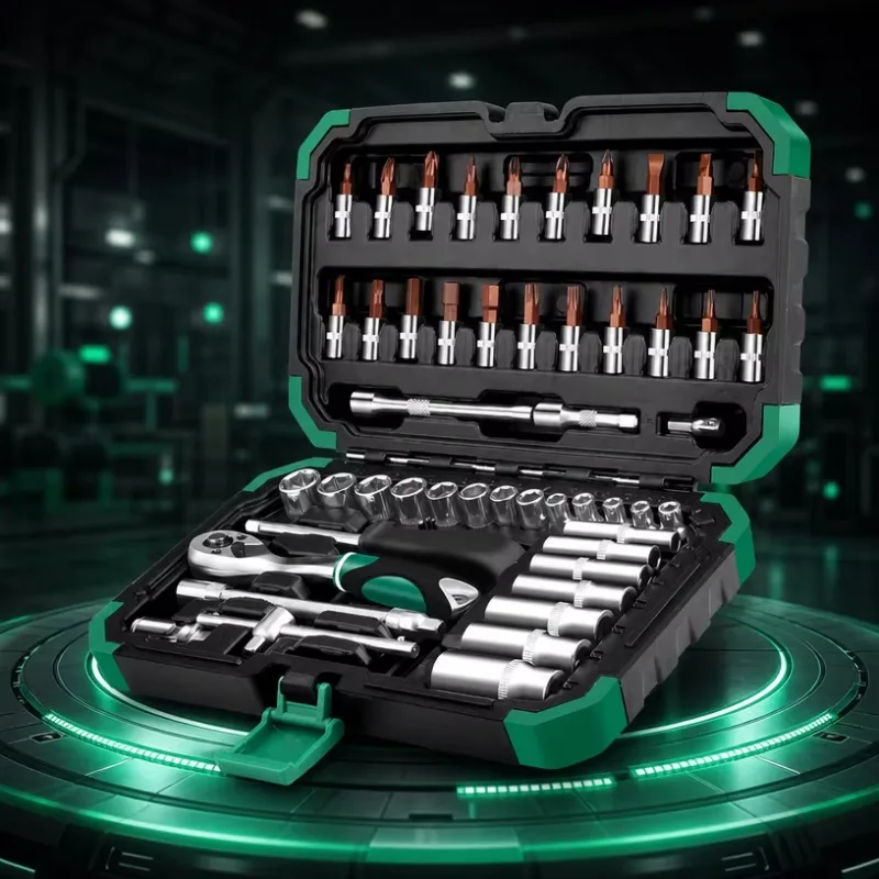 53PC Cr-V Steel Auto Repair Tool Kit, Multi-Function 1/4
