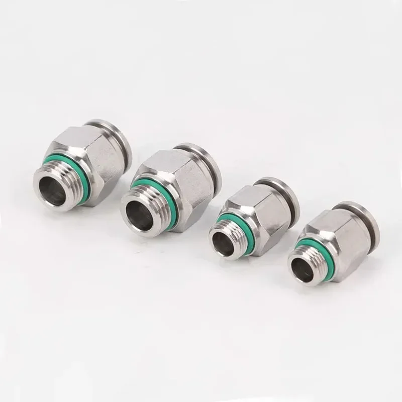 10pcs 304 Stainless Steel PC Pneumatic Quick Connector G Thread  Thread Pipe Water Gas Connector M5 1/8" 1/4" 3/8" 1/2" BSP