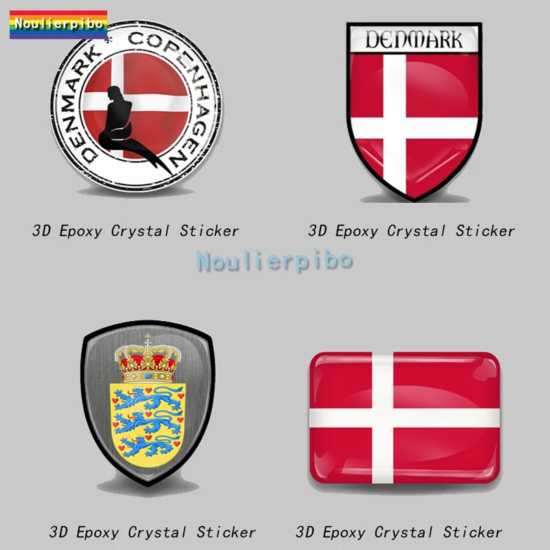

3D Epoxy Resin Denmark Flag National Emblem Car Dome Sticker PVC Car Window Bumper Motorcycle Helmet Laptop Vinyl Sticker