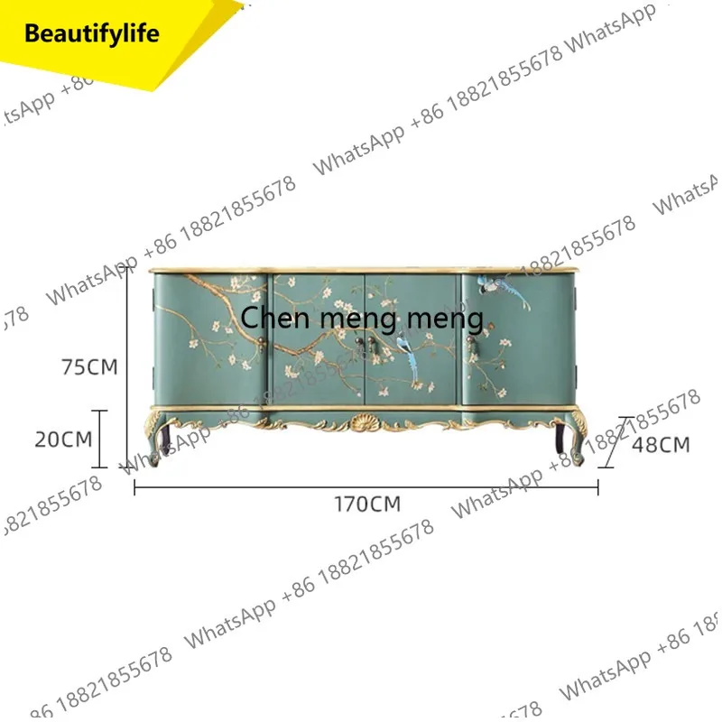 

M45 French retro style dining side cabinet painted decoration household locker storage entrance cabinet