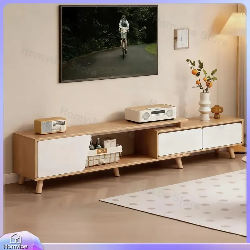 Modern Nordic TV Cabinet Small Apartment Wall Mounted Floor Stand Telescopic Storage Unit Simple Living Room Furniture
