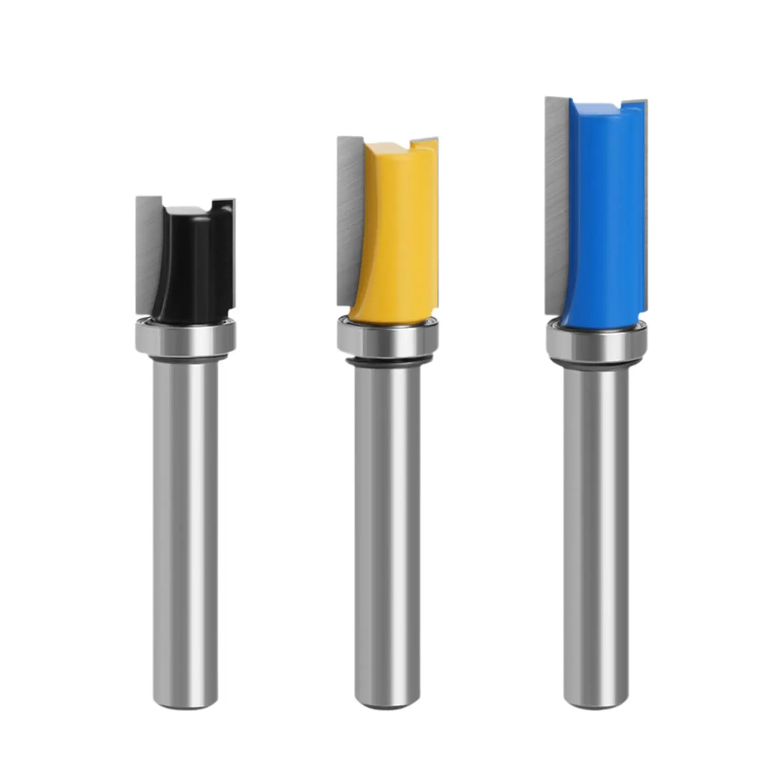 3x Pattern Flush Trim Router Bit Set Professional 8mm Shank Milling Cutter Tool for Engraving Milling Cutting Dadoing Trimming