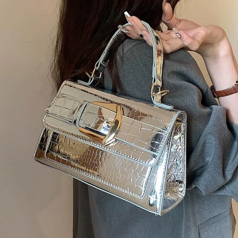 

Bright Bread Bag Women's New Fashion Sense One Shoulder Small Square Bag Net Red Western Style Portable Crossbody Bag