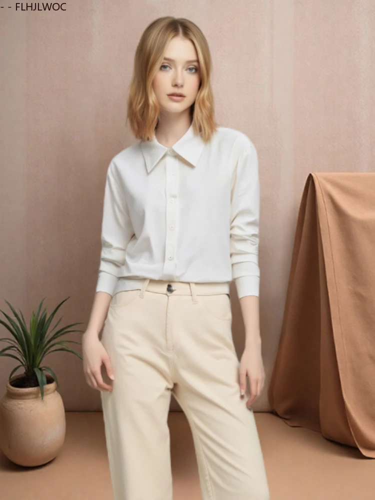 

Office Lady Basics White Shirts New Design Women Long Sleeve Work Solid Pink Tops Blouses Button French Design Interview Shirt