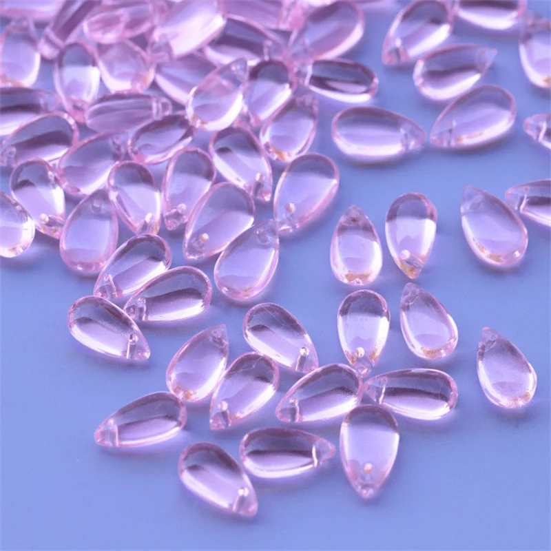 20/40pcs Smooth Glass Water Drop Teardrop Lampwork Crystal Charms Beads for Jewelry Making DIY Bracelet Necklace Accessories