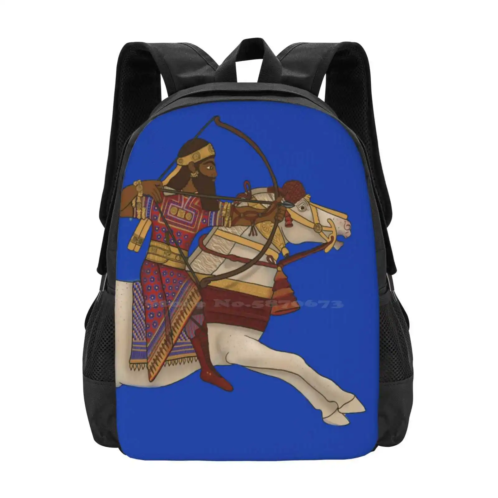 Ashurbanipal Hunting Hot Sale Schoolbag Backpack Fashion Bags Ancient Assyria Horse History King Hunting