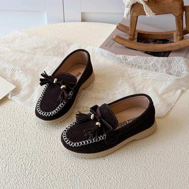 

Spring Boys Girl's Loafers Tassels Slip-on Fashion Kid's Flat Shoe Solid Colors Anti-slip Daily Casual Versatile Children Shoes