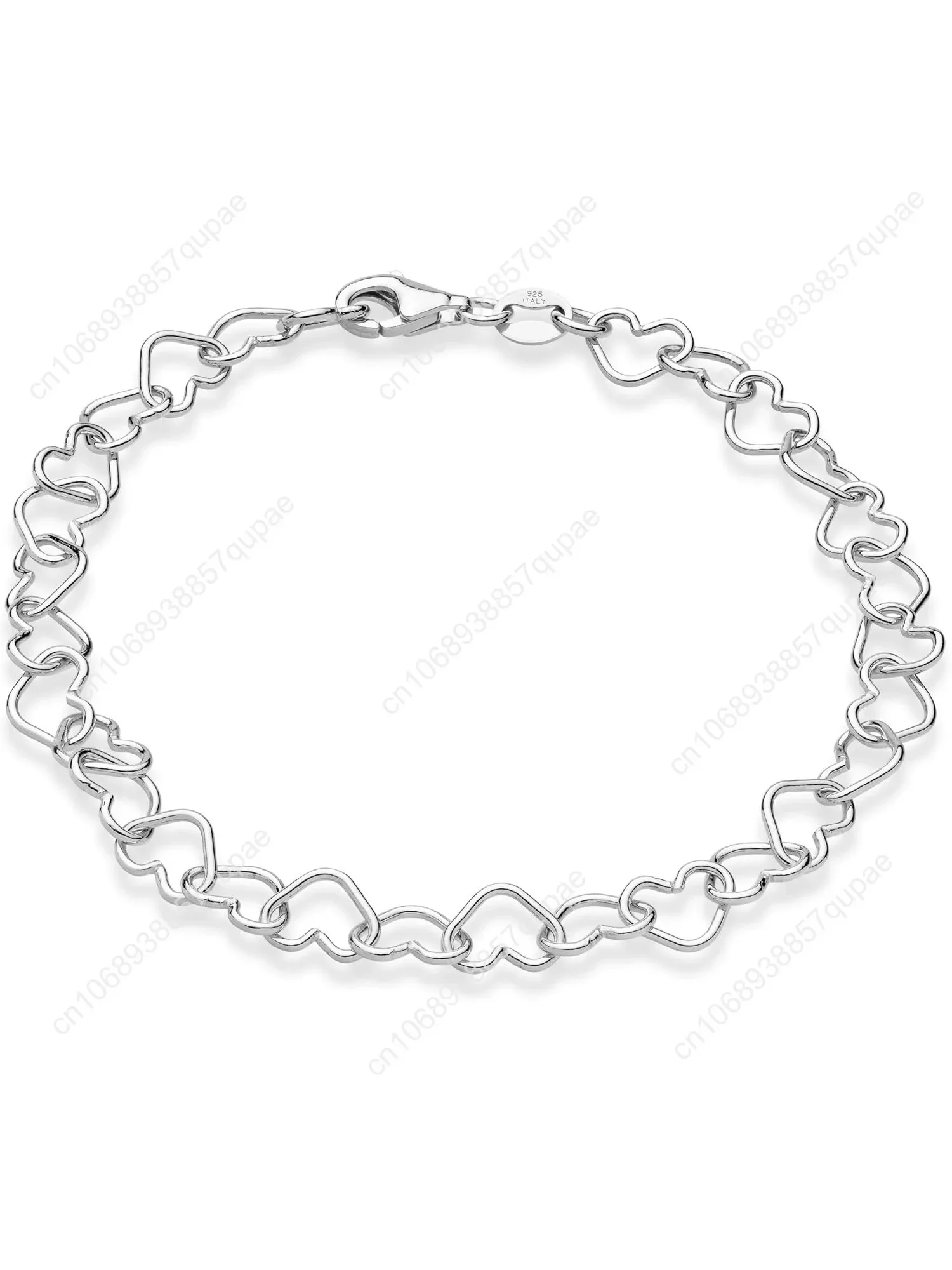 

Miabella 925 Sterling Silver Italian 5mm Heart Link Chain Bracelet for Women, Made in Italy