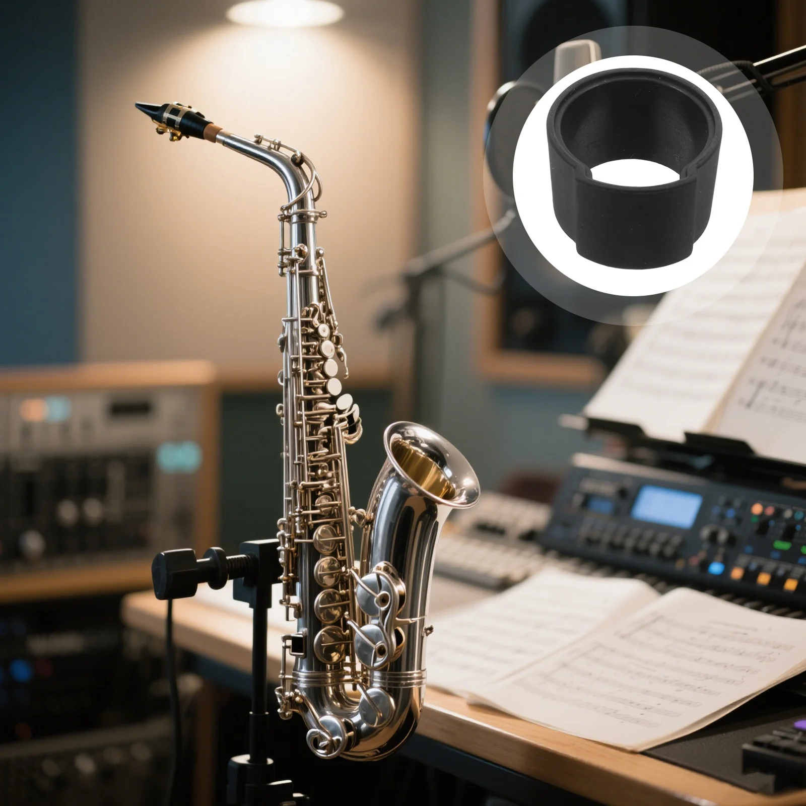 

Silicone Saxophone Mouthpiece Clip for Alto Soprano Tenor Saxophone Secure Elastic Hold Musical Instrument Accessory