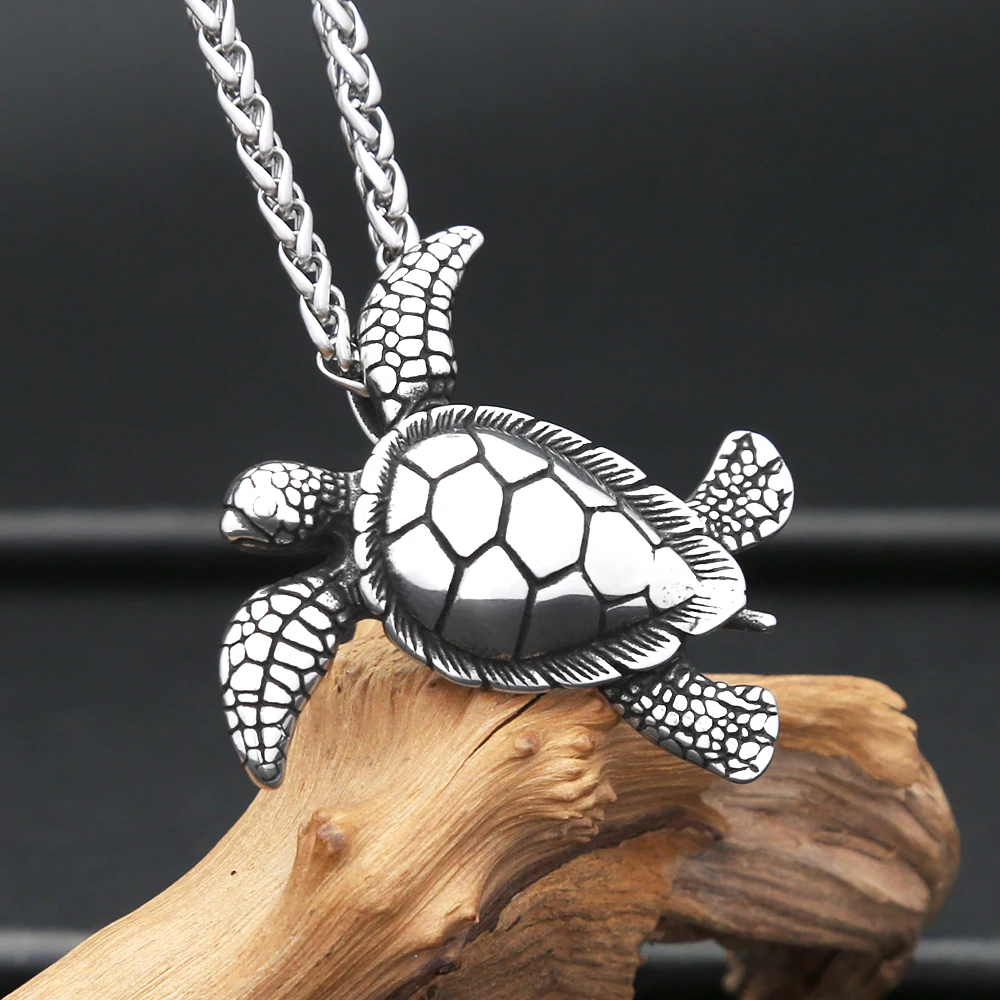 

New Vintage Turtle Pendant Necklace 316L Stainless Steel Punk Fashion Cute Animal Necklaces For Men Women Party Jewelry Gifts