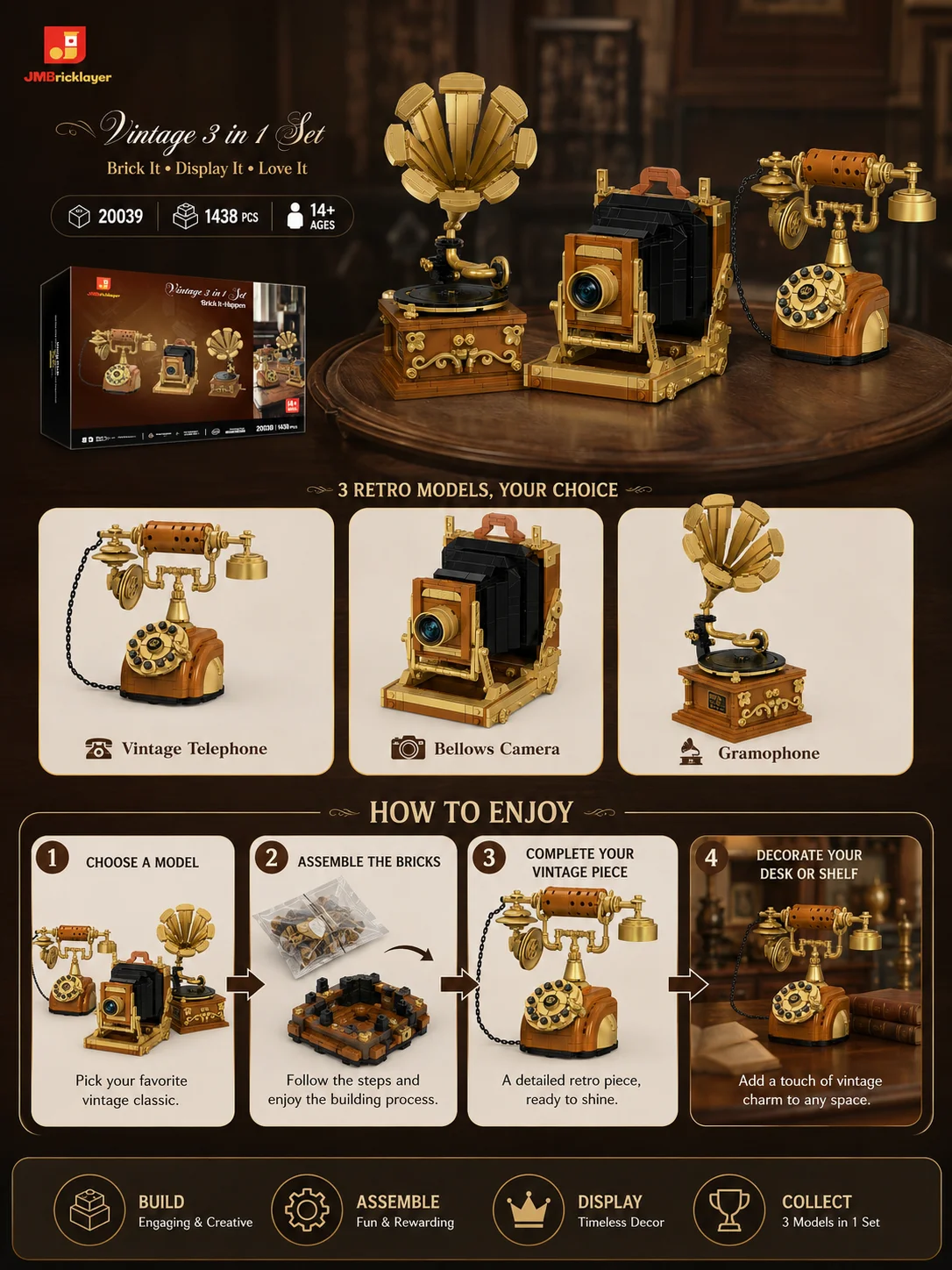 Retro 3-in-1 Building Block Se - Vintage Toys Collector ulasan dan harga