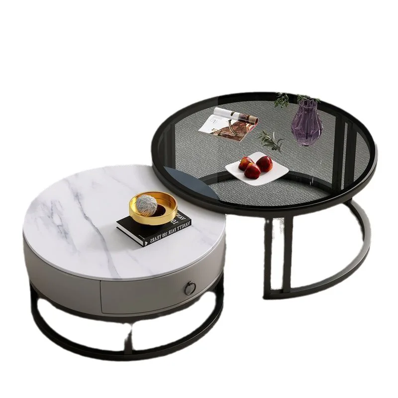 

Apartment home living room, small apartment coffee table, light luxury, modern simplicity, combined round table