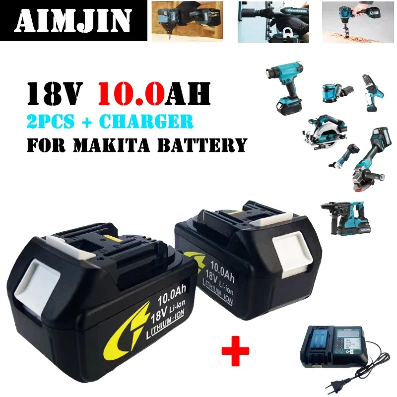 

18V 10.0Ah Rechargeable Battery 10000mah LiIon Battery Replacement Power Tool Battery for MAKITA BL1860 BL1830+Charger