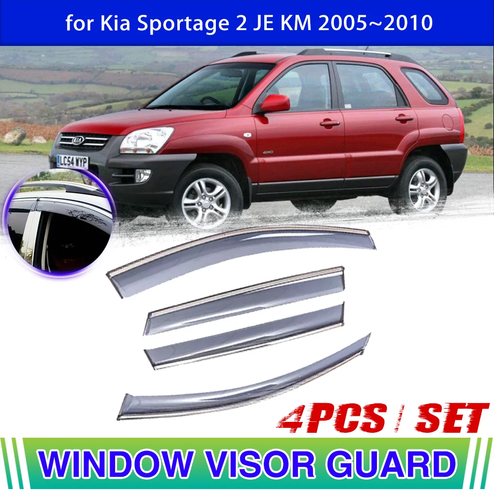 Car Window Door Visor for Kia Sportage 2 JE KM 2005~2010 2009 Vent Awning Rain Eyebrow Guard Cover Deflector Sticker Accessories